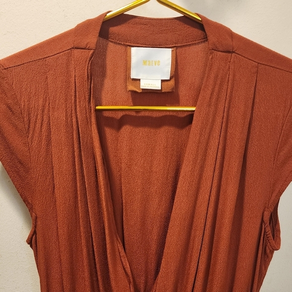 ANTHROPOLOGY Maeve Rust Faux Wrap Dress size XS - Picture 4 of 13
